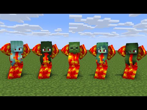 MONSTER SCHOOL : CHICKEN WING MEME FIRE ZOMBIE FAMILY - MINECRAFT ANIMATION