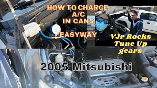 How to Charge A/C  in a can  ( MITSUBISHI OUTLANDER 2005)