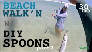 Beach Fishing with home made spoons Pt. 2 - Ft. Pickens Florida
