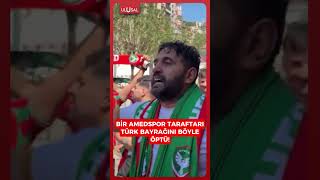Kasımpaşa maçı öncesi bir Amedspor taraftarı Türk bayrağını böyle öptü
