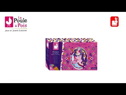 Janod - Coffret Mosaïques En Mousse Poneys Et Licornes - Ateliers Du Calme - Activité Créative Pour Enfant Dès 5 Ans, Motricité Et Concentration
