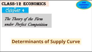Determinants of Supply Curve | The theory of the firm under perfect competition | Class-12 Economics
