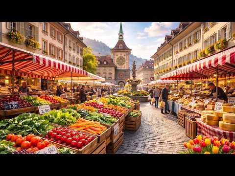 Morgenmarkt in Bern 🇨🇭 | Entspannende 4K-Wandertour