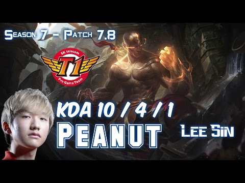 SKT T1 Peanut LEE SIN vs ELISE Jungle - Patch 7.8 KR Ranked