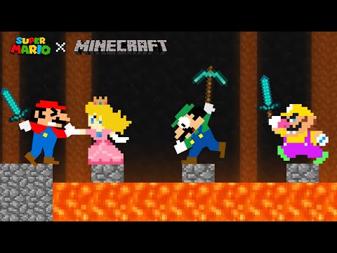 Mariocraft: Mario, Luigi, Peach and Wario in the Minecraft World
