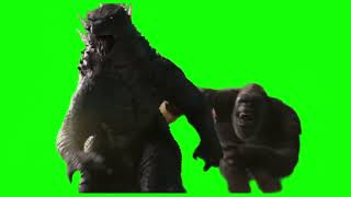 Godzilla & Kong running green screen