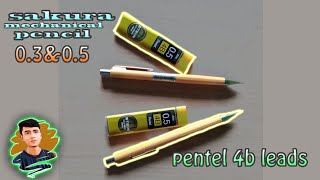 Unboxing sakura mechanical pencil(0.3&amp;0.5) and pentel 4b leads