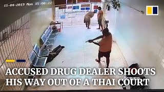 Accused drug dealer facing death penalty escapes from Thai court after gunfight video