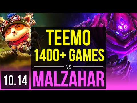 TEEMO vs MALZAHAR (MID) | 1.2M mastery points, 1400+ games, KDA 8/0/2 | KR Diamond | v10.14