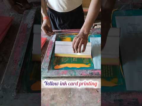 #card #printing with yellow ink #printing #manualscreenprinting #screenprinting #art #printingpress