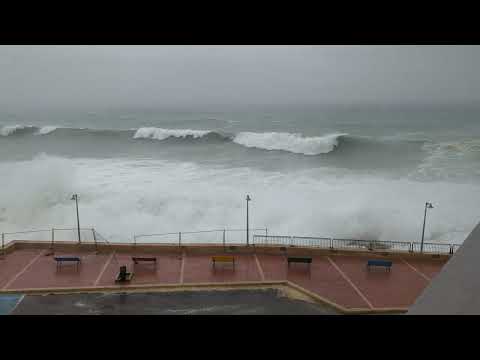 09.02.2023 Malta, strong wind and big waves of Mediterranean sea