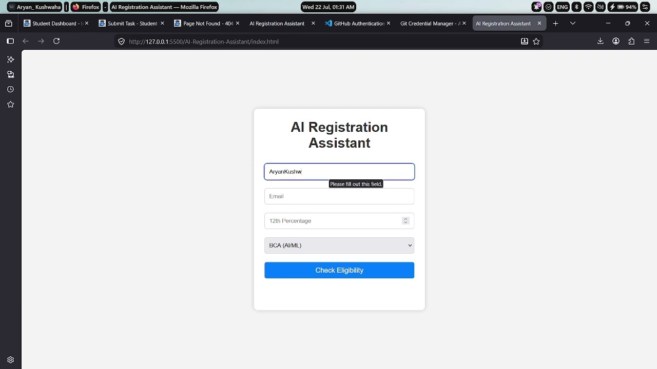 Task Submission - DAS003551 - Registration Assistant