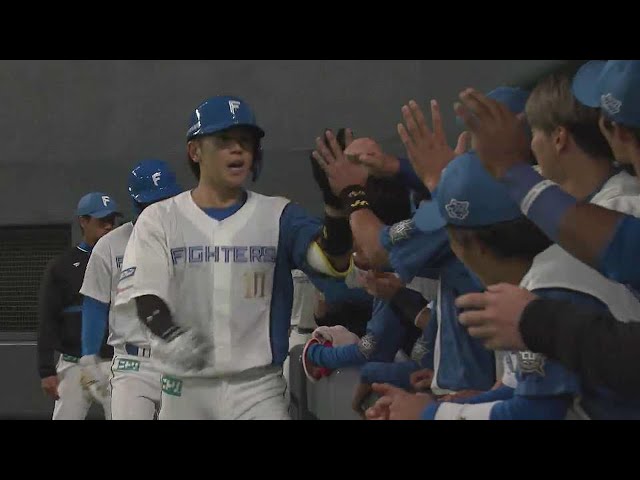 【5回裏】紅白戦に続いての一発!! ファイターズ・清水優心の2ランホームランで反撃!!  2023年3月4日 北海道日本ハムファイターズ 対 東北楽天ゴールデンイーグルス