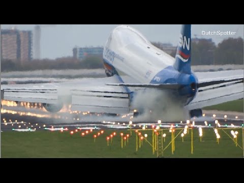 EXTREME LANDING!! silkway Boeing 747 terrifying HARD Landing at Amsterdam airport schiphol (HD)