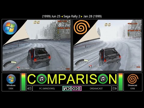Sega Rally 2 (PC vs Dreamcast) Side by Side Comparison - Dual Longplay