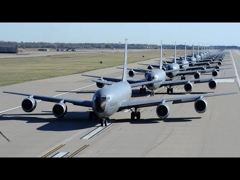 KC-135 Stratotanker in Action - Aircraft Air Refueling - KC-135s Taxi And Launch