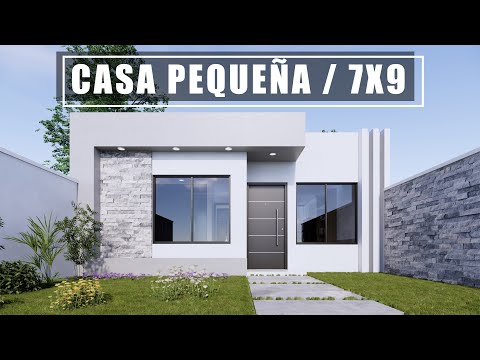 BONITA CASA DE 7X9 PEQUEÑA Y MODERNA DE UNA PLANTA CON DOS RECÁMARAS | PLANO DE CASA 63 M2