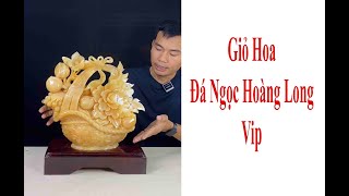 Giỏ Hoa Đá Ngọc Hoàng Long Tự Nhiên Hoa Mẫu Đơn Phong Thuỷ