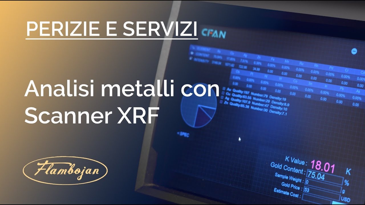 Analisi metalli con Scanner XRF | Metal analysis with XRF scanner | Laboratorio orafo Roma Flambojan