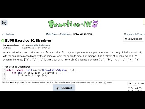 Java Practice It Exercise 10 18 Mirror Arraylist Collections Array List