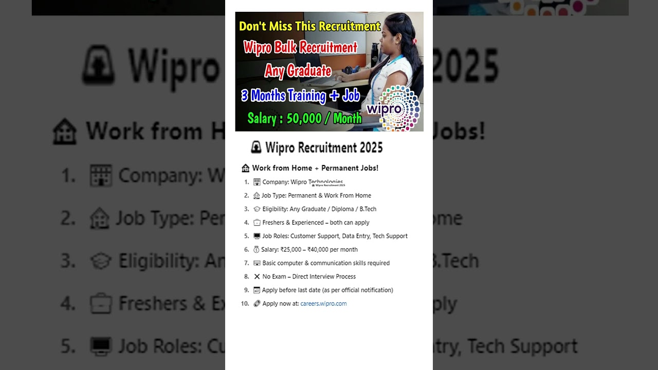 🚨Permanent jobs from Wipro | WFH Jobs | Wipro Recruitment 2025 |Latest jobs in Telugu |Job Search
