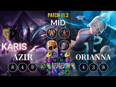 GEN Karis Azir vs Orianna Mid - KR Patch 11.3