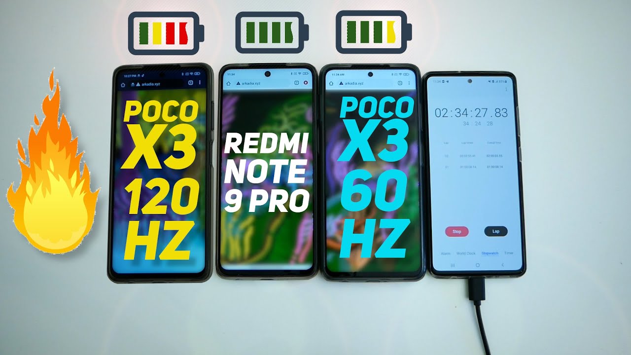 BATTERY DRAIN TEST! POCO X3 120 Hz vs 60Hz vs REDMI NOTE 9 PRO