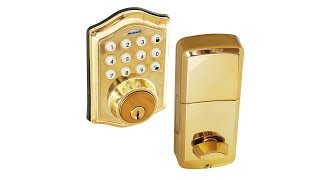 Honeywell Electronic Deadbolt Door Lock With Keypad In Pollished Brass, 8712009