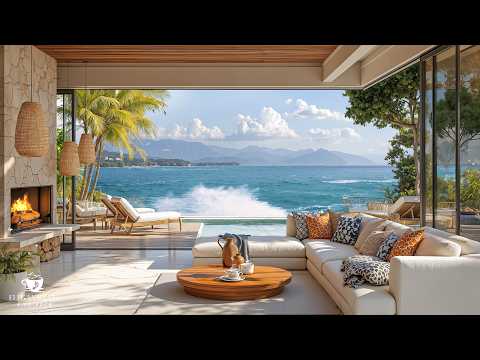 Positive Jazz Seaside Ambience | Summer Jazz With Gentle Jazz & Bird Singing For Chill Up Mood