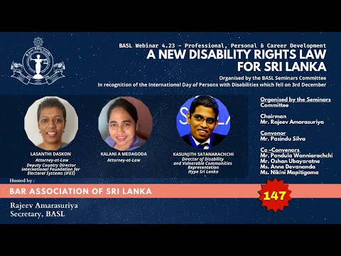 147th BASL Webinar  - A new disability rights law for Sri Lanka