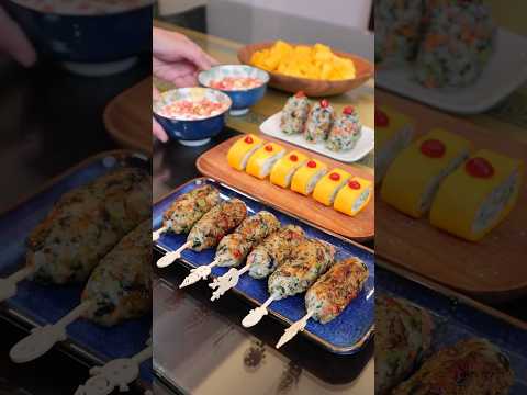 换着花样让孩子多吃蔬菜，做成虾仁夹心饭团和厚蛋烧，姐弟俩都爱吃#儿童营养早餐 #虾仁夹心饭团 #厚蛋烧