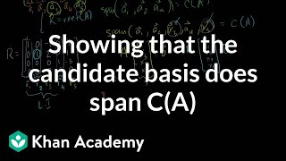 Showing that the candidate basis does span C(A)