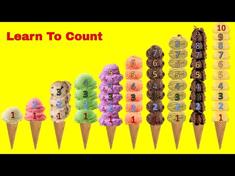 Learn Counting from 1 to 10 with Cone Ice Cream Preschool I Numbers Counting 1-10 for Kindergarten