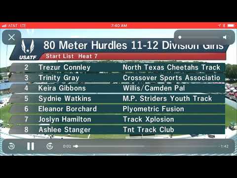 NTC 80M Hurdles 11-12 Girls, PRELIMS - 2018 USATF Junior Olympics