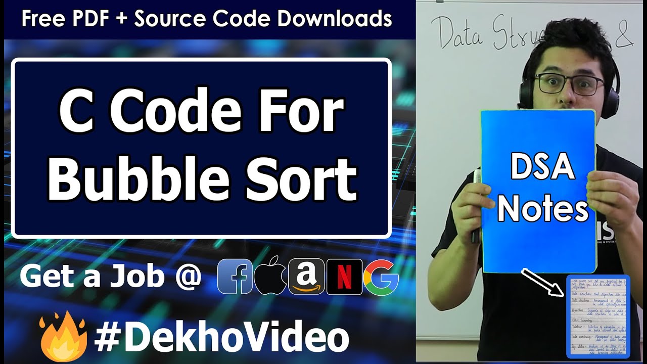 Video thumbnail for Bubble Sort Program in C