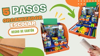 ORGANIZADOR CON CARTÓN RECICLADO♻️Regreso a Clases🎒 Manualidades Paso a Paso 📚