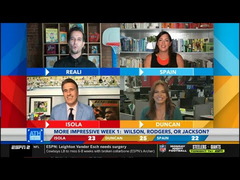 [Full] ESPN Around The Horn | More Impressive Week 1: Wilson, Rodgers, or Jackson??