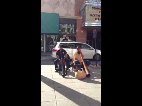 Didgeridoo players on Pacific Ave, Santa Cruz