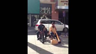 Didgeridoo players on Pacific Ave, Santa Cruz