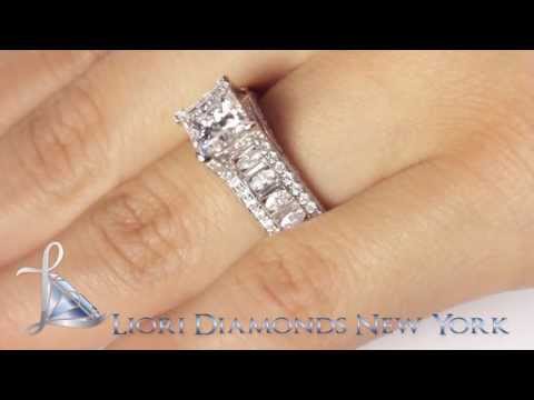 ER-1122 - 6.28 Carat D-SI1 Certified Princess Cut Diamond Engagement Ring 14k White Gold