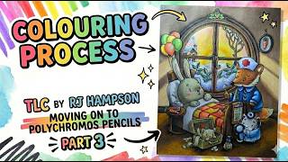 Colouring Process - TLC by RJ Hampson - Part 3 - staring the shading with Polychromos pencils