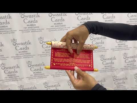Scroll style wedding invitation cards.