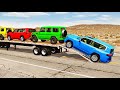Flatbed Truck Mcqueen Transportation With Truck Pothole Vs Car 206 BeamNG Drive