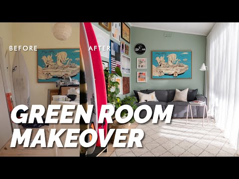 DIY Makeover! Turning a disaster 'Junk' Room into a Green Room Retreat! Before & After Reveal🌿🏄‍♂️