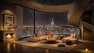 🎶 New York Jazz & Fireside Comfort 🌧️ Rainy City Views & Cozy Loft Ambience for Relaxation