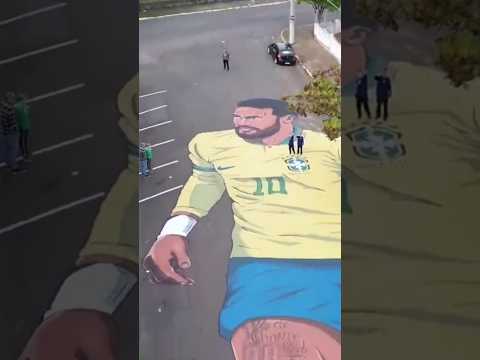 ARTISTAS FAZEM PINTURA DE NEYMAR EM RIO GRANDE DO SUL #futebol #neymar #copadomundo