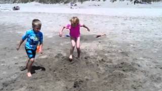 Destroying sand castles!