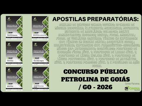 Apostilas Concurso Prefeitura de Petrolina de Goiás / GO - 2026, Diversos Cargos