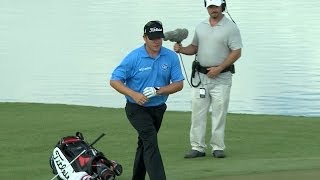 George Coetzee holes bunker shot for eagle on No. 16 at Cadillac