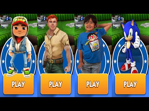 Sonic Dash vs Subway Surfers vs Temple Run 2 vs RYAN'S WORLD Tag with Ryan Android Gameplay HD